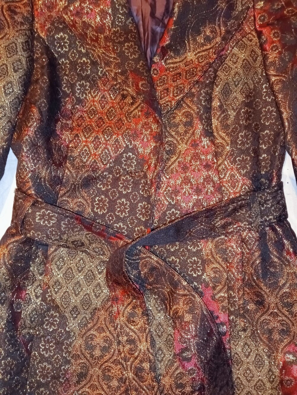 Cache Brown and Red Brocade Belted Blazer - Picture 7 of 8